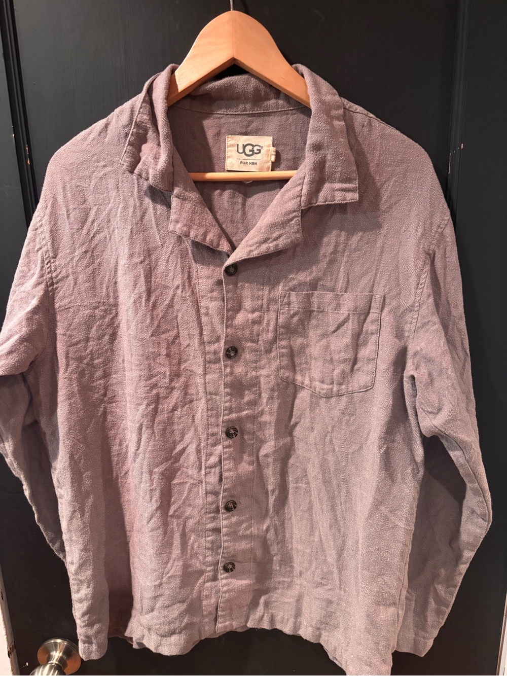 UGG For Men Gray Herringbone Button Front Shirt Jacket Shacket Medium